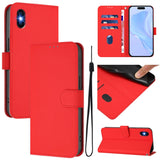 Skin Feel Solid Color Leather Phone Case with Lanyard, For iPhone 11 Pro, For iPhone XS / X