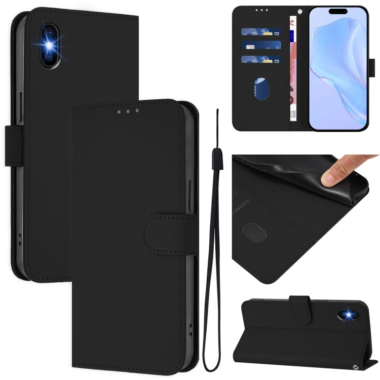 Skin Feel Solid Color Leather Phone Case with Lanyard, For iPhone 11 Pro, For iPhone XS / X