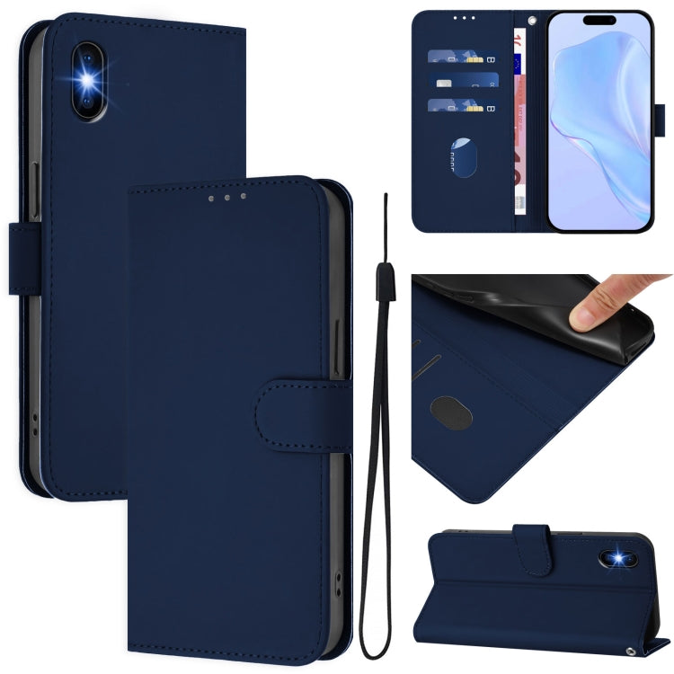 Skin Feel Solid Color Leather Phone Case with Lanyard, For iPhone 11 Pro, For iPhone XS / X