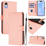 Skin Feel Solid Color Leather Phone Case with Lanyard, For iPhone XR, For iPhone XS Max