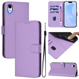 Skin Feel Solid Color Leather Phone Case with Lanyard, For iPhone XR, For iPhone XS Max
