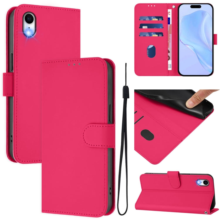 Skin Feel Solid Color Leather Phone Case with Lanyard, For iPhone XR, For iPhone XS Max