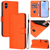 Skin Feel Solid Color Leather Phone Case with Lanyard, For iPhone XR, For iPhone XS Max