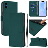 Skin Feel Solid Color Leather Phone Case with Lanyard, For iPhone XR, For iPhone XS Max