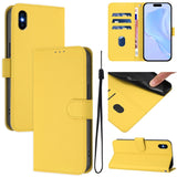 Skin Feel Solid Color Leather Phone Case with Lanyard, For iPhone XR, For iPhone XS Max