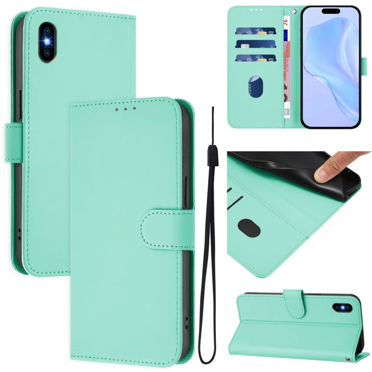 Skin Feel Solid Color Leather Phone Case with Lanyard, For iPhone XR, For iPhone XS Max