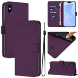 Skin Feel Solid Color Leather Phone Case with Lanyard, For iPhone XR, For iPhone XS Max