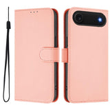 Skin Feel Solid Color Leather Phone Case with Lanyard, For iPhone Air, For iPhone 16 Pro Max