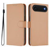 Skin Feel Solid Color Leather Phone Case with Lanyard, For iPhone Air, For iPhone 16 Pro Max