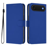 Skin Feel Solid Color Leather Phone Case with Lanyard, For iPhone Air, For iPhone 16 Pro Max