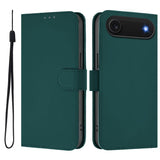 Skin Feel Solid Color Leather Phone Case with Lanyard, For iPhone Air, For iPhone 16 Pro Max