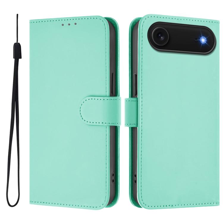Skin Feel Solid Color Leather Phone Case with Lanyard, For iPhone Air, For iPhone 16 Pro Max