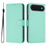 Skin Feel Solid Color Leather Phone Case with Lanyard, For iPhone Air, For iPhone 16 Pro Max