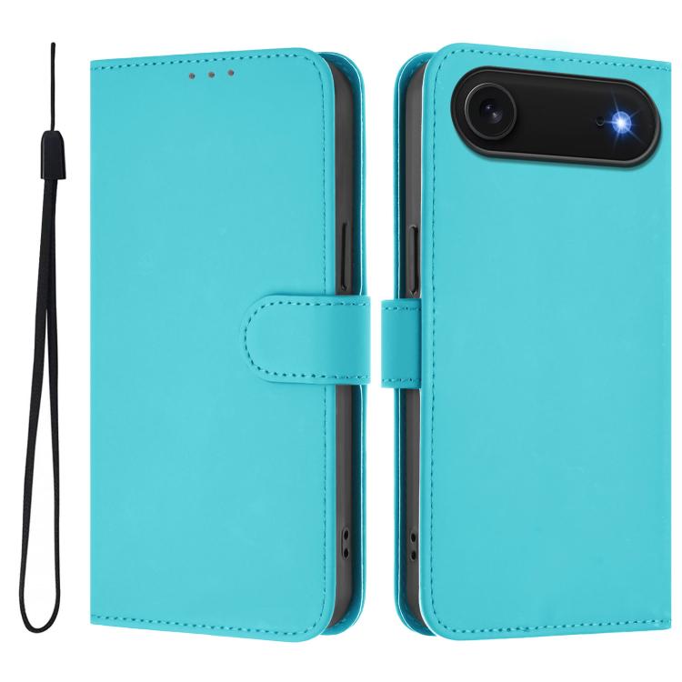 Skin Feel Solid Color Leather Phone Case with Lanyard, For iPhone Air, For iPhone 16 Pro Max
