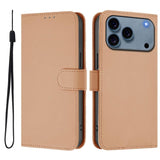 Skin Feel Solid Color Leather Phone Case with Lanyard, For iPhone 17e / 16e, For iPhone 17 Pro Max