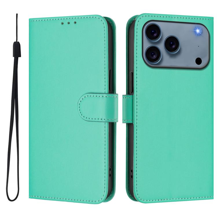 Skin Feel Solid Color Leather Phone Case with Lanyard, For iPhone 17e / 16e, For iPhone 17 Pro Max