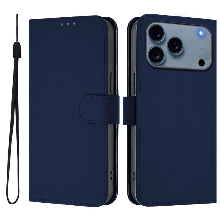 Skin Feel Solid Color Leather Phone Case with Lanyard, For iPhone 17e / 16e, For iPhone 17 Pro Max