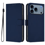 Skin Feel Solid Color Leather Phone Case with Lanyard, For iPhone 17e / 16e, For iPhone 17 Pro Max