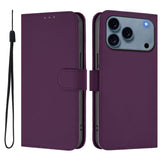 Skin Feel Solid Color Leather Phone Case with Lanyard, For iPhone 17e / 16e, For iPhone 17 Pro Max