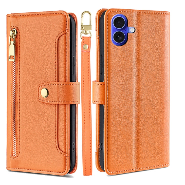 Sheep Texture Cross-body Zipper Wallet Leather Phone Case, For iPhone 17e / 16e, For iPhone 17 Pro Max, For iPhone 17 Pro, For iPhone 17, For iPhone Air, For iPhone 16 Pro Max, For iPhone 16 Pro, For iPhone 16 Plus