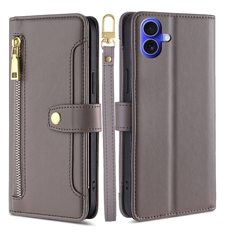 Sheep Texture Cross-body Zipper Wallet Leather Phone Case, For iPhone 17e / 16e, For iPhone 17 Pro Max, For iPhone 17 Pro, For iPhone 17, For iPhone Air, For iPhone 16 Pro Max, For iPhone 16 Pro, For iPhone 16 Plus