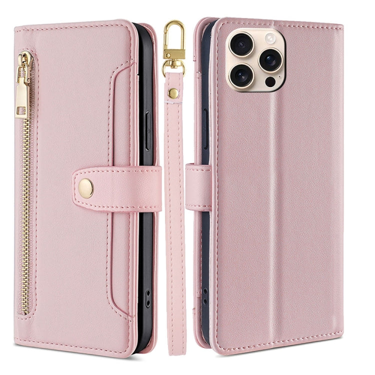 Sheep Texture Cross-body Zipper Wallet Leather Phone Case, For iPhone 17e / 16e, For iPhone 17 Pro Max, For iPhone 17 Pro, For iPhone 17, For iPhone Air, For iPhone 16 Pro Max, For iPhone 16 Pro, For iPhone 16 Plus