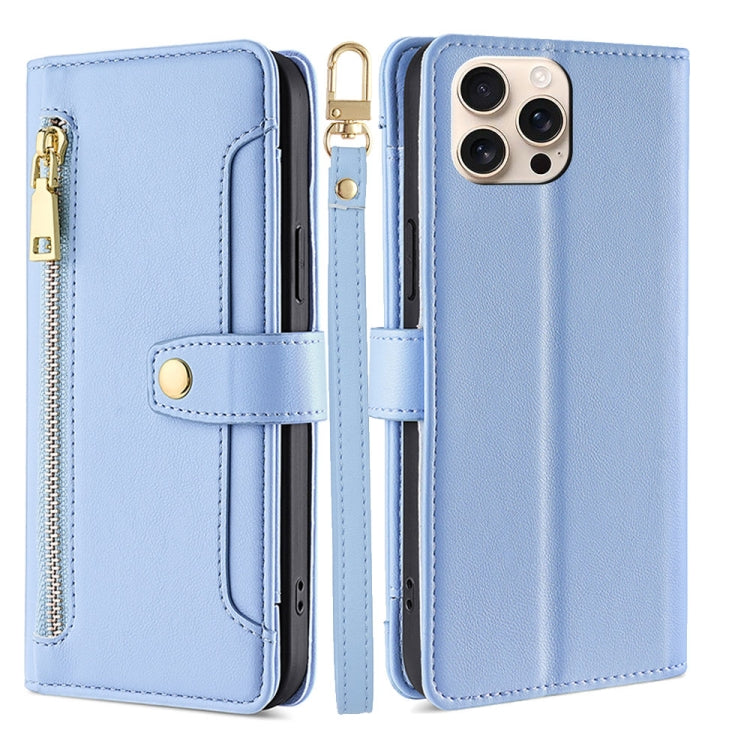Sheep Texture Cross-body Zipper Wallet Leather Phone Case, For iPhone 17e / 16e, For iPhone 17 Pro Max, For iPhone 17 Pro, For iPhone 17, For iPhone Air, For iPhone 16 Pro Max, For iPhone 16 Pro, For iPhone 16 Plus