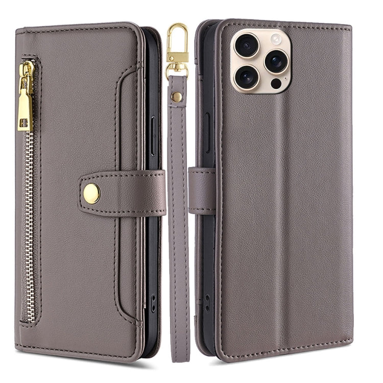 Sheep Texture Cross-body Zipper Wallet Leather Phone Case, For iPhone 17e / 16e, For iPhone 17 Pro Max, For iPhone 17 Pro, For iPhone 17, For iPhone Air, For iPhone 16 Pro Max, For iPhone 16 Pro, For iPhone 16 Plus
