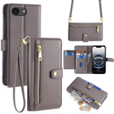 Sheep Texture Cross-body Zipper Wallet Leather Phone Case, For iPhone 17e / 16e, For iPhone 17 Pro Max, For iPhone 17 Pro, For iPhone 17, For iPhone Air, For iPhone 16 Pro Max, For iPhone 16 Pro, For iPhone 16 Plus