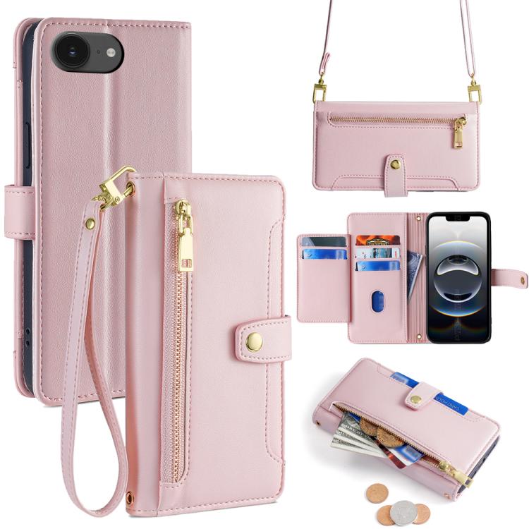 Sheep Texture Cross-body Zipper Wallet Leather Phone Case, For iPhone 17e / 16e, For iPhone 17 Pro Max, For iPhone 17 Pro, For iPhone 17, For iPhone Air, For iPhone 16 Pro Max, For iPhone 16 Pro, For iPhone 16 Plus