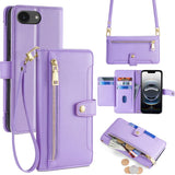 Sheep Texture Cross-body Zipper Wallet Leather Phone Case, For iPhone 17e / 16e, For iPhone 17 Pro Max, For iPhone 17 Pro, For iPhone 17, For iPhone Air, For iPhone 16 Pro Max, For iPhone 16 Pro, For iPhone 16 Plus