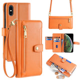 Sheep Texture Cross-body Zipper Wallet Leather Phone Case, For iPhone 16, For iPhone XS Max