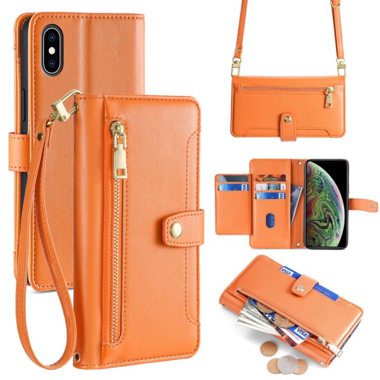 Sheep Texture Cross-body Zipper Wallet Leather Phone Case, For iPhone 16, For iPhone XS Max