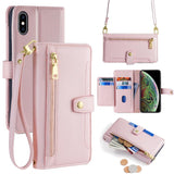 Sheep Texture Cross-body Zipper Wallet Leather Phone Case, For iPhone 16, For iPhone XS Max