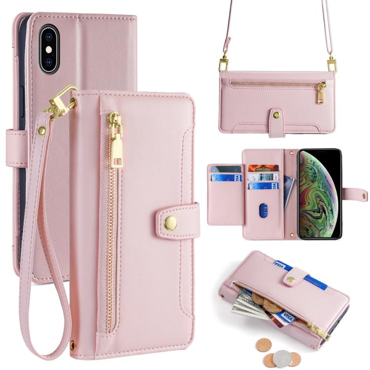 Sheep Texture Cross-body Zipper Wallet Leather Phone Case, For iPhone 16, For iPhone XS Max