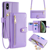Sheep Texture Cross-body Zipper Wallet Leather Phone Case, For iPhone 16, For iPhone XS Max