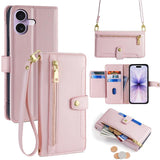 Sheep Texture Cross-body Zipper Wallet Leather Phone Case, For iPhone 17e / 16e, For iPhone 17 Pro Max, For iPhone 17 Pro, For iPhone 17, For iPhone Air, For iPhone 16 Pro Max, For iPhone 16 Pro, For iPhone 16 Plus