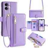 Sheep Texture Cross-body Zipper Wallet Leather Phone Case, For iPhone 17e / 16e, For iPhone 17 Pro Max, For iPhone 17 Pro, For iPhone 17, For iPhone Air, For iPhone 16 Pro Max, For iPhone 16 Pro, For iPhone 16 Plus
