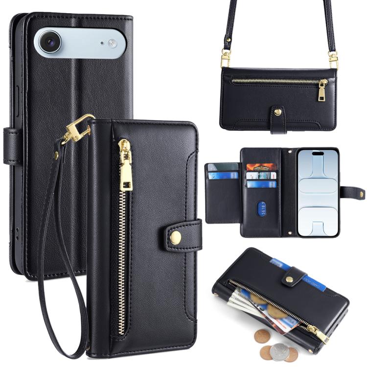 Sheep Texture Cross-body Zipper Wallet Leather Phone Case, For iPhone 17e / 16e, For iPhone 17 Pro Max, For iPhone 17 Pro, For iPhone 17, For iPhone Air, For iPhone 16 Pro Max, For iPhone 16 Pro, For iPhone 16 Plus