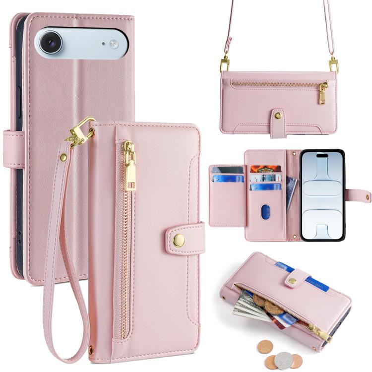 Sheep Texture Cross-body Zipper Wallet Leather Phone Case, For iPhone 17e / 16e, For iPhone 17 Pro Max, For iPhone 17 Pro, For iPhone 17, For iPhone Air, For iPhone 16 Pro Max, For iPhone 16 Pro, For iPhone 16 Plus