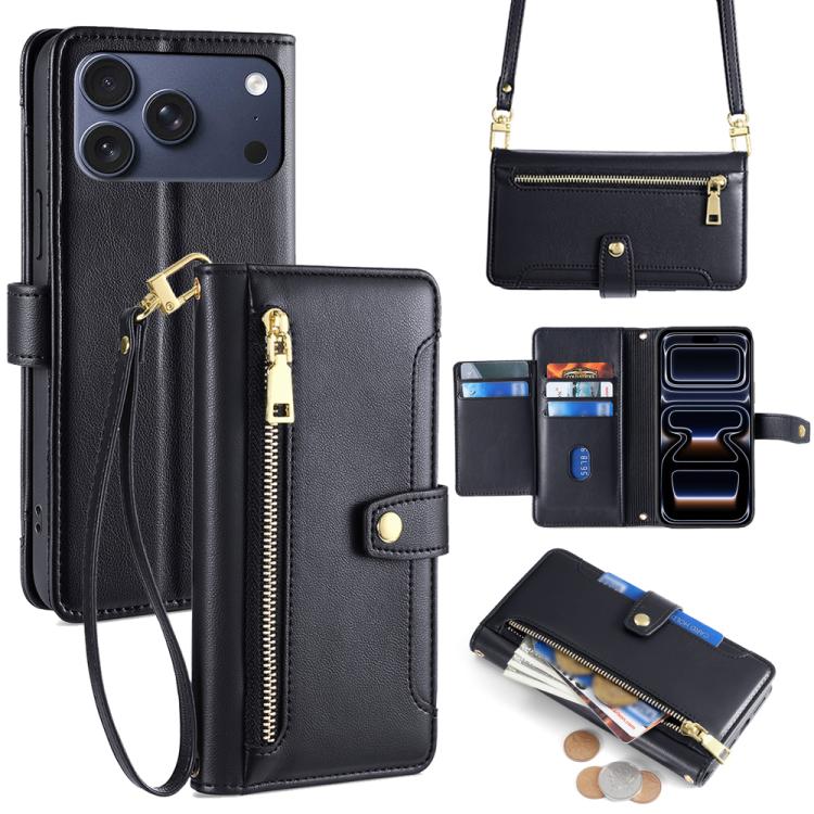 Sheep Texture Cross-body Zipper Wallet Leather Phone Case, For iPhone 17e / 16e, For iPhone 17 Pro Max, For iPhone 17 Pro, For iPhone 17, For iPhone Air, For iPhone 16 Pro Max, For iPhone 16 Pro, For iPhone 16 Plus