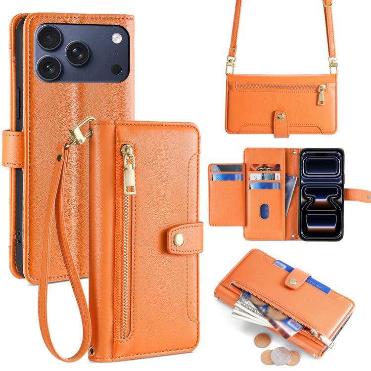 Sheep Texture Cross-body Zipper Wallet Leather Phone Case, For iPhone 17e / 16e, For iPhone 17 Pro Max, For iPhone 17 Pro, For iPhone 17, For iPhone Air, For iPhone 16 Pro Max, For iPhone 16 Pro, For iPhone 16 Plus