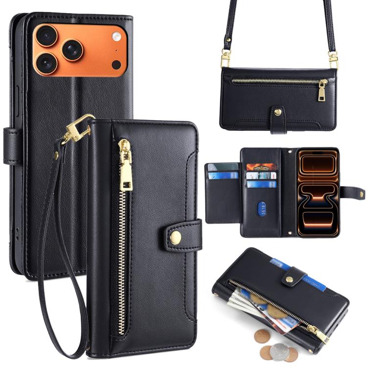 Sheep Texture Cross-body Zipper Wallet Leather Phone Case, For iPhone 17e / 16e, For iPhone 17 Pro Max, For iPhone 17 Pro, For iPhone 17, For iPhone Air, For iPhone 16 Pro Max, For iPhone 16 Pro, For iPhone 16 Plus