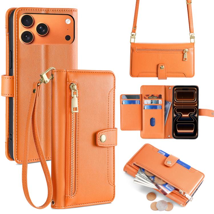Sheep Texture Cross-body Zipper Wallet Leather Phone Case, For iPhone 17e / 16e, For iPhone 17 Pro Max, For iPhone 17 Pro, For iPhone 17, For iPhone Air, For iPhone 16 Pro Max, For iPhone 16 Pro, For iPhone 16 Plus