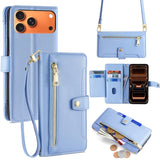 Sheep Texture Cross-body Zipper Wallet Leather Phone Case, For iPhone 17e / 16e, For iPhone 17 Pro Max, For iPhone 17 Pro, For iPhone 17, For iPhone Air, For iPhone 16 Pro Max, For iPhone 16 Pro, For iPhone 16 Plus