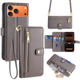 Sheep Texture Cross-body Zipper Wallet Leather Phone Case, For iPhone 17e / 16e, For iPhone 17 Pro Max, For iPhone 17 Pro, For iPhone 17, For iPhone Air, For iPhone 16 Pro Max, For iPhone 16 Pro, For iPhone 16 Plus