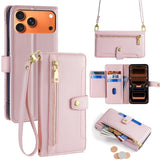 Sheep Texture Cross-body Zipper Wallet Leather Phone Case, For iPhone 17e / 16e, For iPhone 17 Pro Max, For iPhone 17 Pro, For iPhone 17, For iPhone Air, For iPhone 16 Pro Max, For iPhone 16 Pro, For iPhone 16 Plus