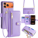 Sheep Texture Cross-body Zipper Wallet Leather Phone Case, For iPhone 17e / 16e, For iPhone 17 Pro Max, For iPhone 17 Pro, For iPhone 17, For iPhone Air, For iPhone 16 Pro Max, For iPhone 16 Pro, For iPhone 16 Plus