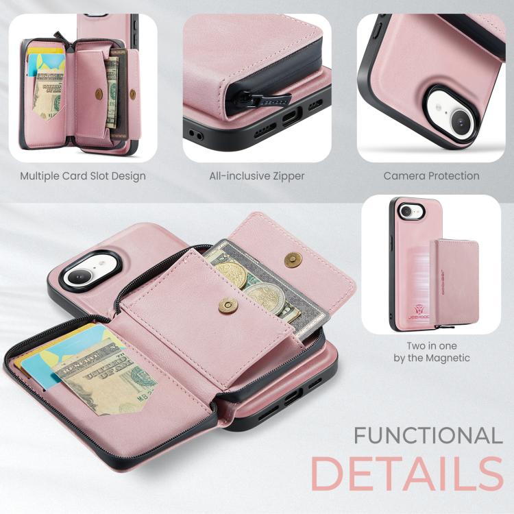 JEEHOOD J02 Magnetic Zipper Horizontal Flip Leather Phone Case, For iPhone 17e / 16e, For iPhone 17 Pro Max, For iPhone 17 Pro, For iPhone Air, For iPhone 16 Plus, For iPhone 16