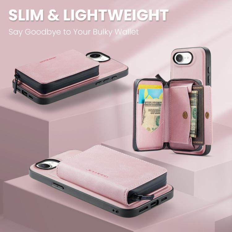 JEEHOOD J02 Magnetic Zipper Horizontal Flip Leather Phone Case, For iPhone 17e / 16e, For iPhone 17 Pro Max, For iPhone 17 Pro, For iPhone Air, For iPhone 16 Plus, For iPhone 16